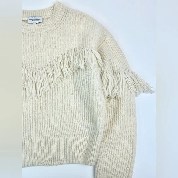 & Other Stories Wool Alpaca‎ Cream Fringe Ribbed Knit Sweater Women’s Size Small - Picture 2 of 7